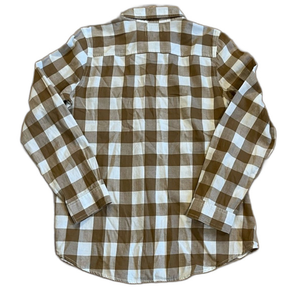 Old Navy Plaid Button Down Shirt Brown White Size Medium - Picture 2 of 6